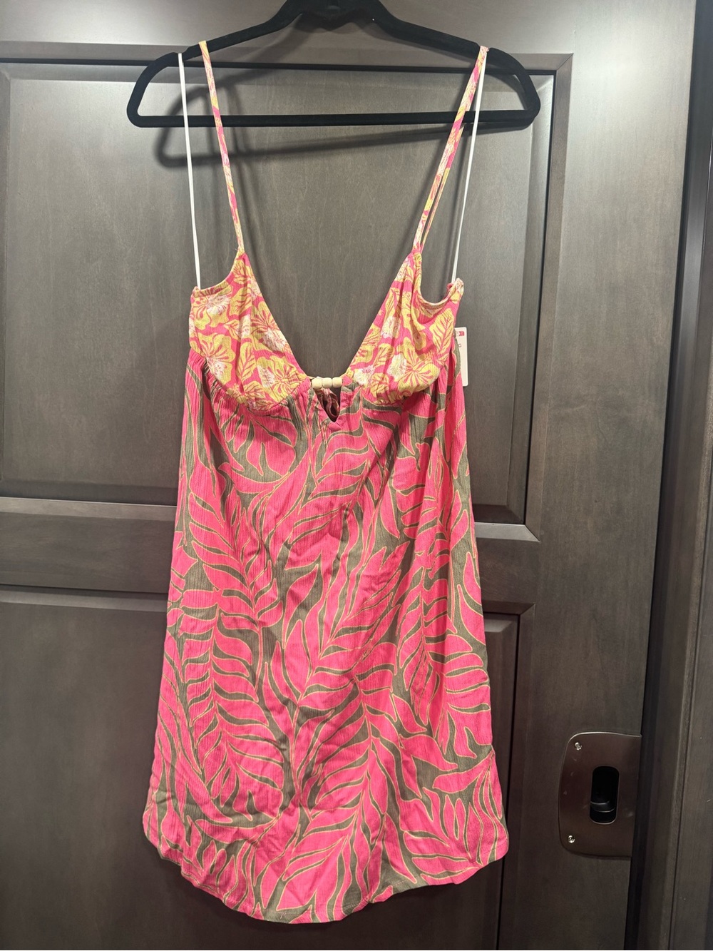 Roxy Women's Pink Tropical Print Slip Dress